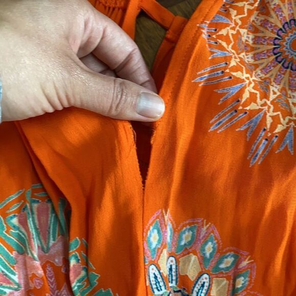 Anthropologie Halter Dress Small 6 orange paisley - Picture 11 of 11
